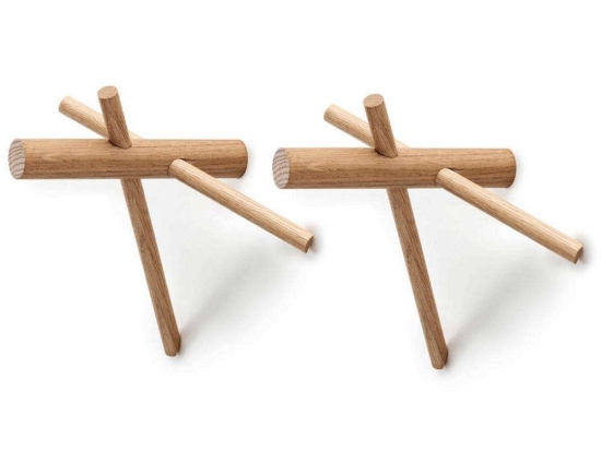 Κρεμάστρα Sticks (Σετ 2Τμχ) 380505 15,5x12,5x14,5cm Natural Normann Copenhagen Ξύλο