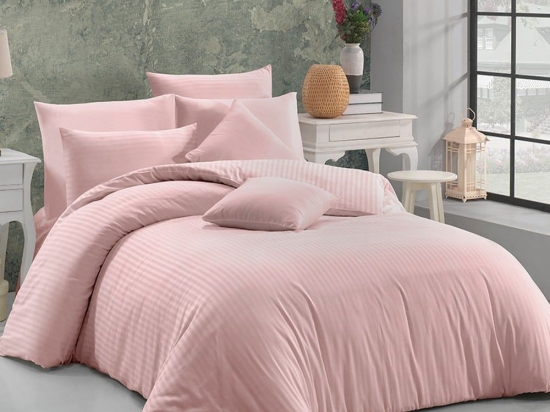 Σεντόνια Next 3194 Satin Stripe (Σετ 4τμχ) Powder Nexttoo Υπέρδιπλο 240x260cm 100% Βαμβάκι