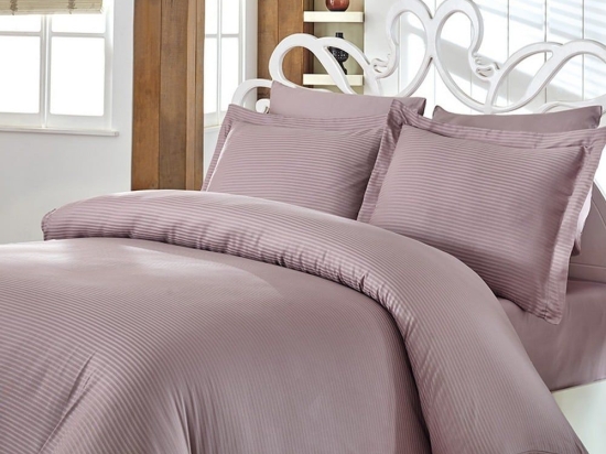 Σεντόνια Next 3194 Satin Stripe (Σετ 4τμχ) Mauve Nexttoo Υπέρδιπλο 240x260cm 100% Βαμβάκι