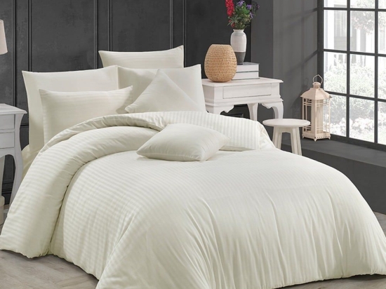 Σεντόνια Next 3194 Satin Stripe (Σετ 4τμχ) Cream Nexttoo Υπέρδιπλο 240x260cm 100% Βαμβάκι