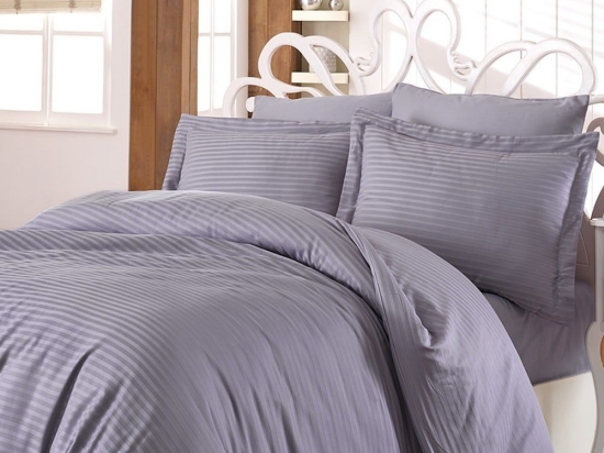 Σεντόνια Next 3194 Satin Stripe (Σετ 4τμχ) Grey Nexttoo Υπέρδιπλο 240x260cm 100% Βαμβάκι