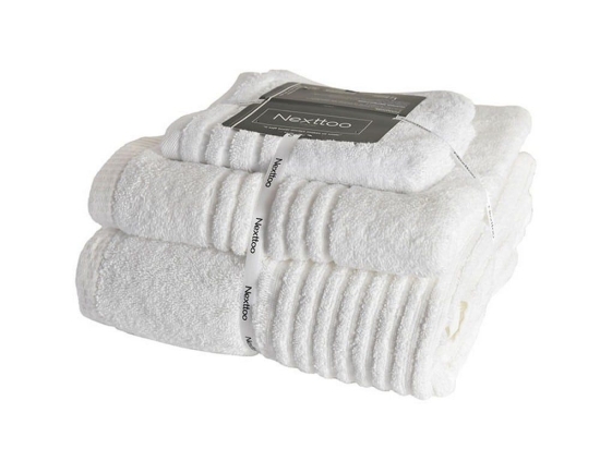 Πετσέτες Next 5005 Pennie (Σετ 3τμχ) White Nexttoo Σετ Πετσέτες 80x150cm 100% Βαμβάκι