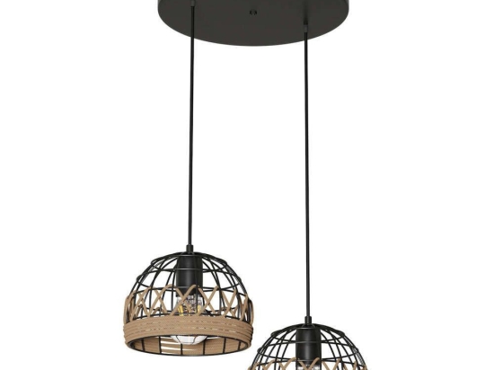 Φωτιστικό Οροφής MEC-1493F2BLACK 2xΕ27 40W Φ30cm 92cm Black Aidonitsa