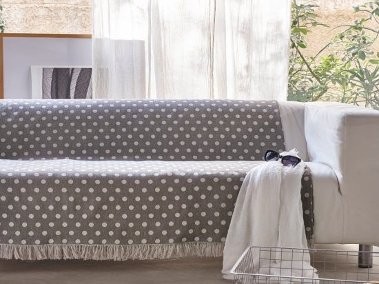 Ριχτάρι Zoe 22 Light Grey-Ecru Kentia Πολυθρόνα 170x180cm Βαμβάκι-Πολυέστερ