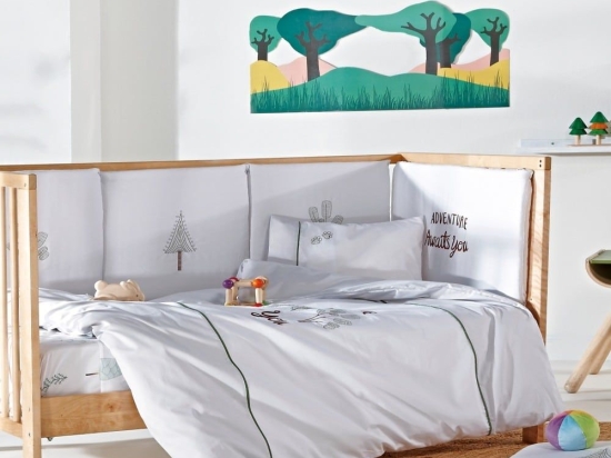 Πάντα Κούνιας Willow (Σετ 5τμχ) Grey-Green Kentia 100% Βαμβακοσατέν
