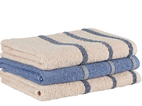 Πετσέτες Zana 26 (Σετ 3τμχ) Beige-Blue Kentia Σετ Πετσέτες 50x90cm 100% Βαμβάκι