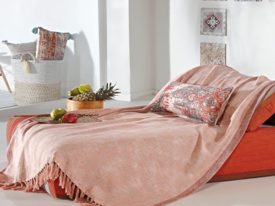 Ριχτάρι Elsa 18 Salmon Pink Kentia Πολυθρόνα 130x170cm 100% Βαμβάκι
