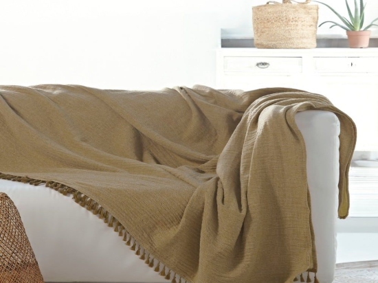 Ριχτάρι Greta 41 Ochre-Warm Yellow Kentia Διθέσιο 180x240cm 100% Βαμβάκι