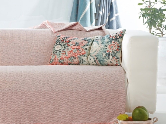 Ριχτάρι Michelle 18 Dusty Pink Kentia Τριθέσιο 180x300cm Βαμβάκι-Πολυέστερ