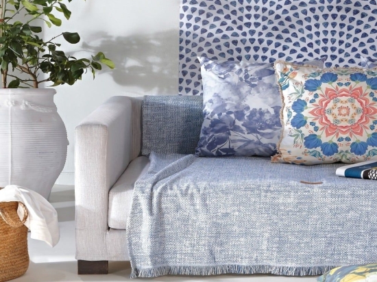 Ριχτάρι Victoria 08 Blue Kentia Τριθέσιο 180x300cm Βαμβάκι-Πολυέστερ
