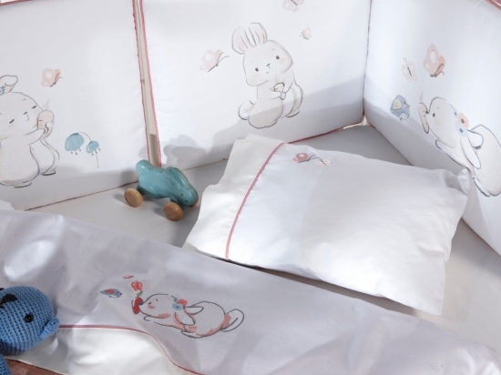Σεντόνι Βρεφικό Cutie (Σετ 3τμχ) White-Ecru-Pink Kentia Κούνιας 120x170cm 100% Βαμβακερό Περκάλι