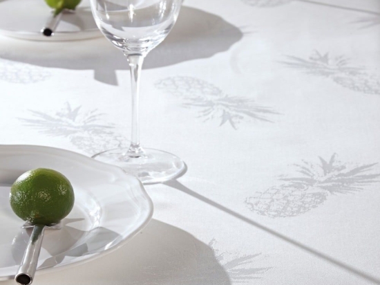 Τραπεζομάντηλο Ananas 00 White Kentia 170X230cm Βαμβάκι-Πολυέστερ