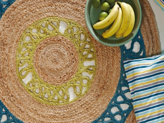 Χαλί Yute 226 Natural Yute-Petrol-Lime Kentia 150X150cm Round