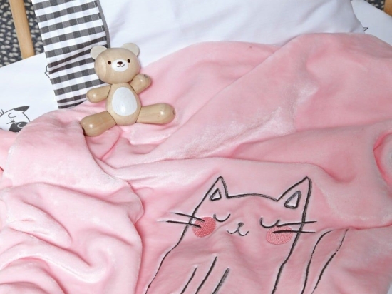 Κουβέρτα Βρεφική Kitty Cat Velour Fleece Pink Kentia Αγκαλιάς 80x110cm Πολυέστερ