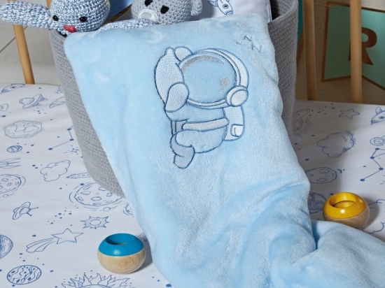 Κουβέρτα Βρεφική Orbit Velour Fleece Baby Blue Kentia Αγκαλιάς 80x110cm Πολυέστερ