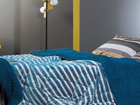 Κουβερτοπάπλωμα Charlotte 07 Flannel Fleece Petrol Kentia Υπέρδιπλο 220x230cm Silicon Fiber