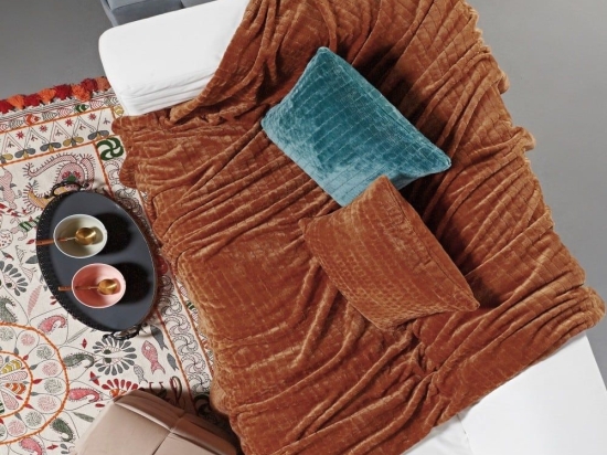 Ριχτάρι Harlow 06 Fleece Terracotta Kentia Τριθέσιο 180x280cm Πολυέστερ