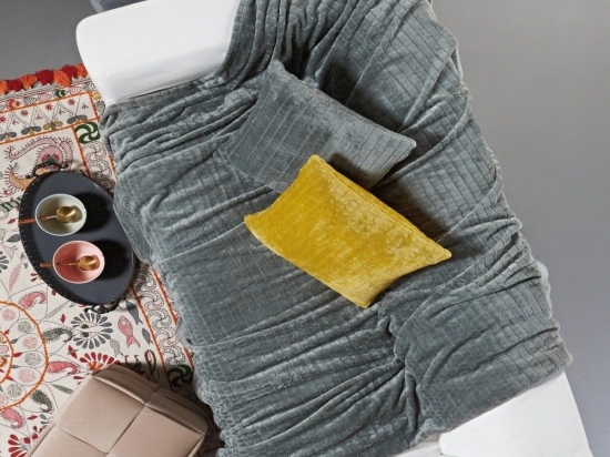 Ριχτάρι Harlow 22 Fleece Grey Kentia Πολυθρόνα 130x180cm Πολυέστερ