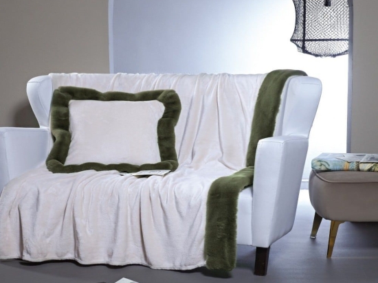 Ριχτάρι Harry 10 Fleece Ecru -Green Kentia Τριθέσιο 180x280cm Πολυέστερ