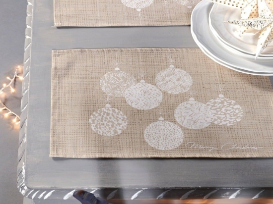 Σουπλά Χριστουγεννιάτικο Snow 220 (Σετ 4τμχ) Beige Kentia 33x45cm