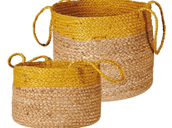 Καλάθια Cestino 233 (Σετ 2τμχ) Beige-Yellow Kentia Βαμβάκι,Jute
