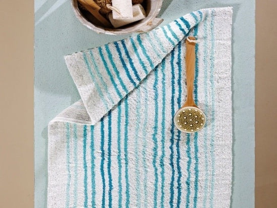 Πατάκι Μπάνιου Peyton 19 Ecru-Turquoise Kentia 50X60 100% Βαμβάκι