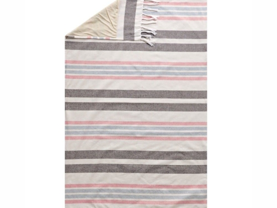 Πετσέτα Θαλάσσης - Παρεό Διπλής Όψης Aruba 232 Ecru-Grey-Pink Kentia Θαλάσσης 80x160cm Βαμβάκι-Μικροφίμπρα