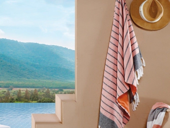Πετσέτα Θαλάσσης - Παρεό Διπλής Όψης Aruba 235 Grey-Pink Kentia Θαλάσσης 80x160cm Βαμβάκι-Μικροφίμπρα