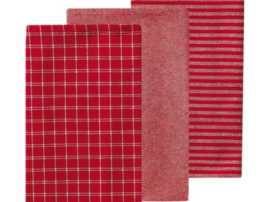 Πετσέτες Κουζίνας Pera 17 (Σετ 3τμχ) Red Kentia 40x60cm 100% Βαμβάκι