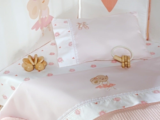 Σεντόνια Βρεφικά Rozina (Σετ 3τμχ) Pink Kentia Κούνιας 60x120cm 100% Βαμβακοσατέν
