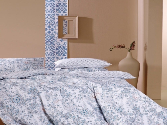 Σεντόνια Anubis 22 (Σετ 4τμχ) Grey-Petrol-Beige Kentia King Size 270x270cm 100% Βαμβακερό Περκάλι