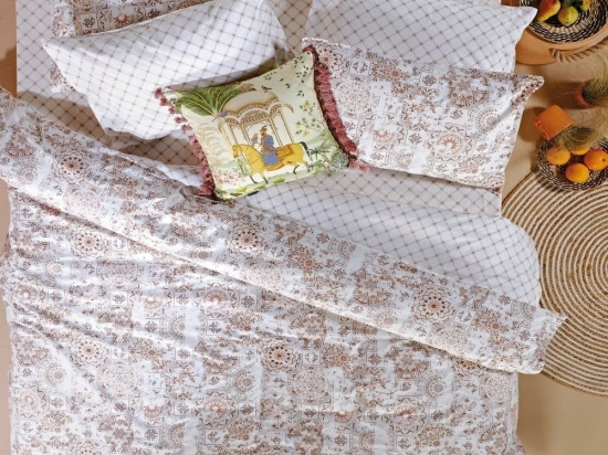 Σεντόνια Anubis 26 (Σετ 4τμχ) Beige-Brown-Terracotta Kentia Υπέρδιπλο 240x270cm 100% Βαμβακερό Περκάλι