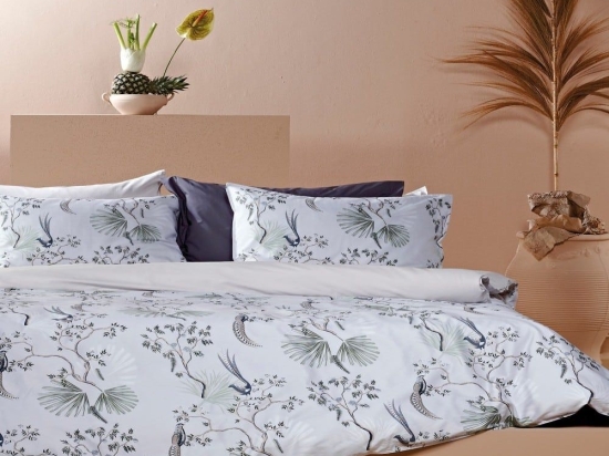 Σεντόνια Fabiano 22 (Σετ 4τμχ) Beige-Green-Grey Kentia King Size 270x270cm 100% Βαμβακοσατέν