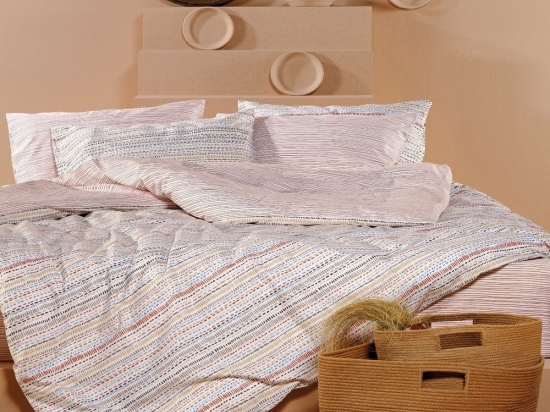 Σεντόνια Kilmi 06 (Σετ 4τμχ) Blue-Terracotta Kentia Υπέρδιπλο 240x270cm 100% Βαμβάκι