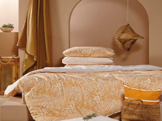 Σεντόνια Renee 11 (Σετ 3τμχ) Mustard-Ecru Kentia Ημίδιπλο 190x270cm 100% Βαμβάκι