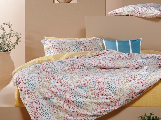 Σεντόνια Sandy 11 (Σετ 3τμχ) Salmon-Mustard Kentia Μονό 160x270cm 100% Βαμβάκι