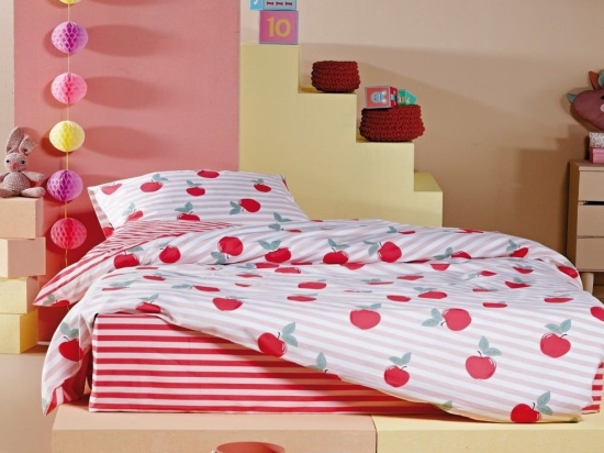 Σεντόνια Παιδικά Crisp (Σετ 3τμχ) Red-Pink-Green Kentia Μονό 160x270cm 100% Βαμβάκι