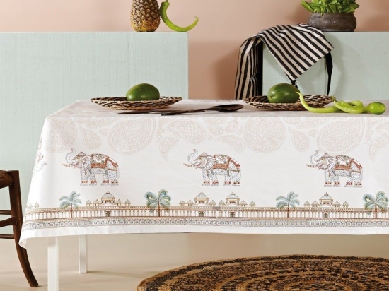 Τραπεζομάντηλο Andal Beige-Terracotta Kentia 140Χ230 100% Βαμβάκι