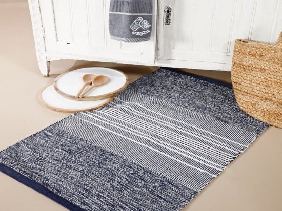 Χαλάκι Κουζίνας Miller 01 Blue-White Kentia 70X140cm Βαμβάκι