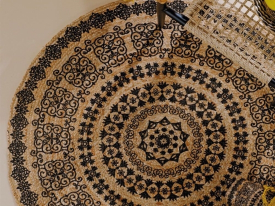 Χαλάκι Yute 234 Beige-Black Kentia 150X150cm Round