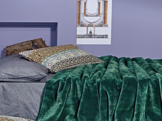 Κουβέρτα Βελουτέ Bella 36 Emerald Kentia Μονό 160x220cm Πολυέστερ