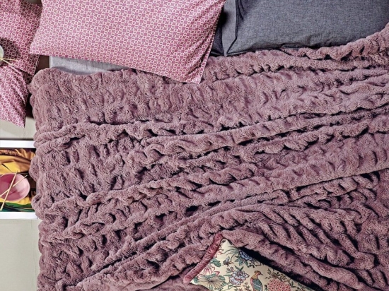 Κουβέρτα Γούνινη Lilah 20 Plum Kentia King Size 260x230cm Οικολογική Γούνα