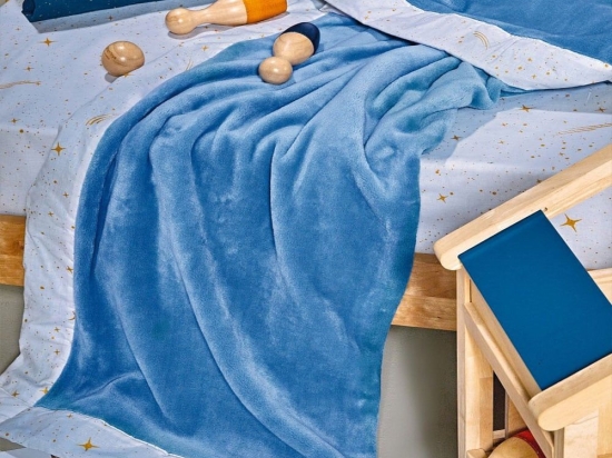 Κουβέρτα Βρεφική Lupus 01 Velour Fleece Blue Kentia Κούνιας 100x140cm Πολυέστερ