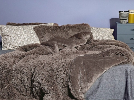 Κουβερτοπάπλωμα Γούνινο Calore 26 Brown Kentia King Size 260x230cm 100% Hollowfiber