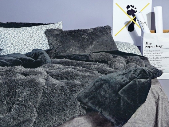 Κουβερτοπάπλωμα Γούνινο Calore 30 Denim Kentia Υπέρδιπλο 220x240cm 100% Hollowfiber