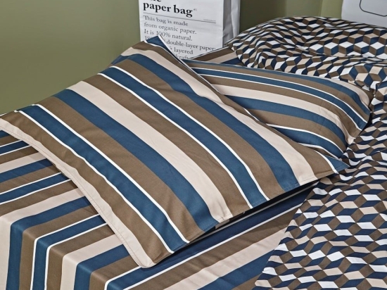 Μαξιλαροθήκες Esteban 01A (Σετ 2τμχ) Brown-Blue-Beige-White Kentia 50Χ70 50x70cm 100% Βαμβακοσατέν