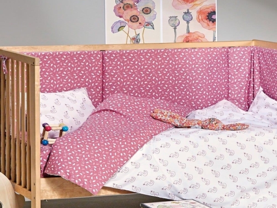 Πάντα Κούνιας Odile Old Rose Kentia 200x40cm 100% Βαμβάκι