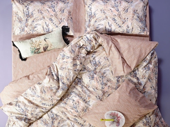 Πάπλωμα Pampas 26 Beige-Salmon Pink Kentia Υπέρδιπλo 220x240cm 100% Βαμβάκι