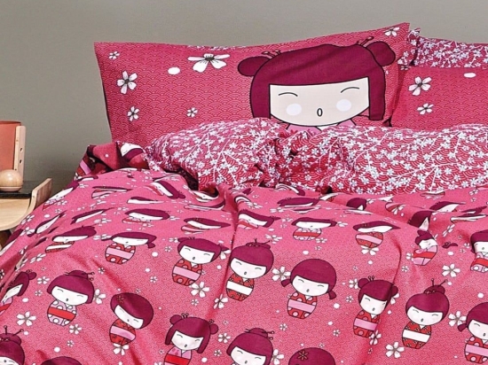Πάπλωμα Παιδικό Hiroco Red-Pink-Eggplant Kentia Μονό 160x240cm 100% Βαμβάκι