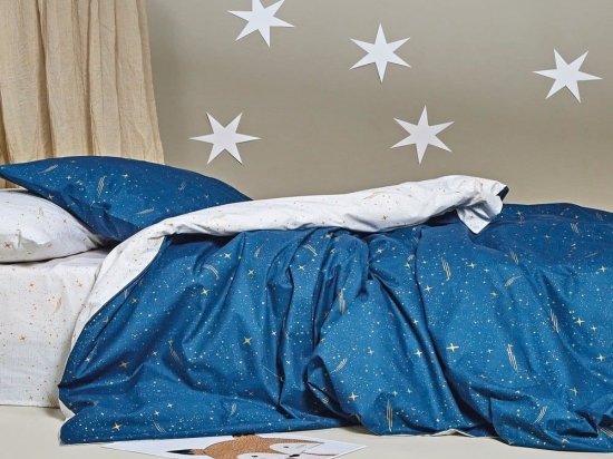 Πάπλωμα Παιδικό Lupus 01 Blue-White-Golden Kentia Μονό 160x240cm 100% Βαμβάκι